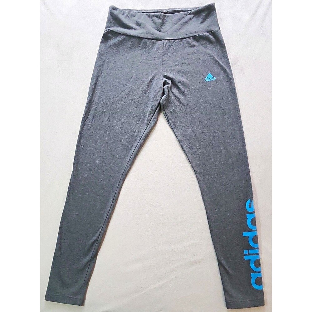 adidas Performance Women's M Gray Ankle Leggings High Rise Stretch Logo